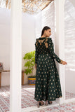 NF-6501 Green Jacquard Stitched Frock