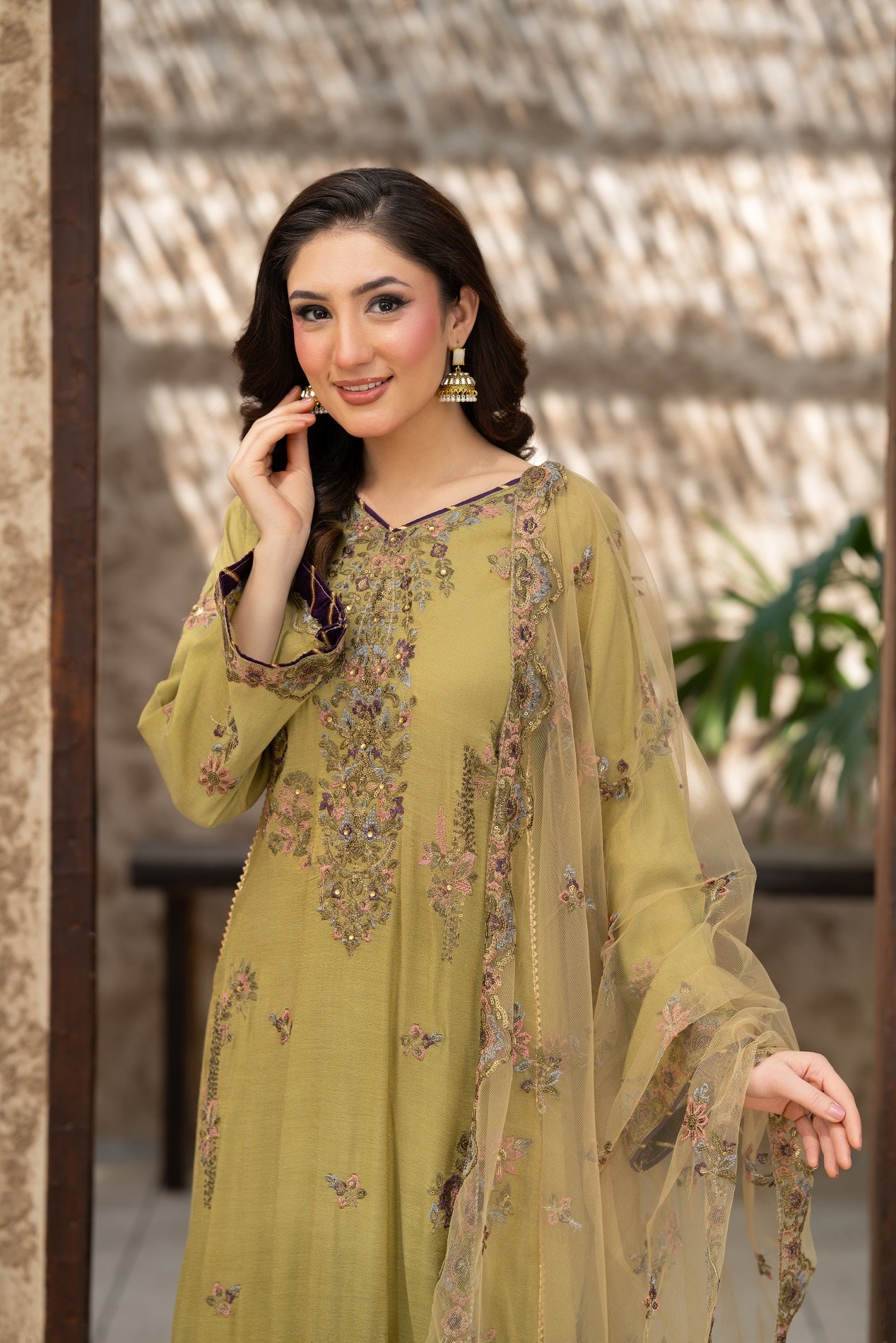 NF-6456 Dhani Cotton Maisori 3pc Stitched Dress