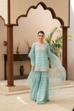 NF-6806 Ferozi Jacquard Shirt & Gharara 2Pc