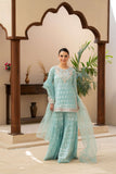 NF-6806 Ferozi Jacquard Shirt & Gharara 2Pc