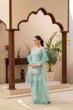 NF-6806 Ferozi Jacquard Shirt & Gharara 2Pc