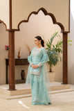 NF-6806 Ferozi Jacquard Shirt & Gharara 2Pc