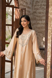 NF-6636 Beige Shamos Silk 2pc Stitched Dress