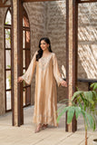 NF-6636 Beige Shamos Silk 2pc Stitched Dress