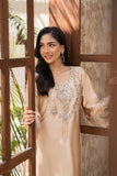 NF-6636 Beige Shamos Silk 2pc Stitched Dress