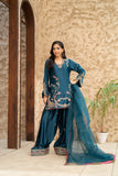 NF-6461 Teal Green Silk 2pc Stitched Dress