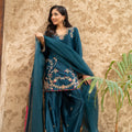 NF-6461 Teal Green Silk 2pc Stitched Dress