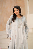 NF-6567 Silver Grey Dull Silk 2Pc Stitched Dress