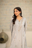NF-6567 Silver Grey Dull Silk 2Pc Stitched Dress