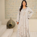 NF-6567 Silver Grey Dull Silk 2Pc Stitched Dress