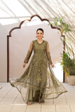 NF-6634 Mehndi Net Stitched Dress