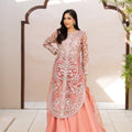 NF-6562 Peach  Shimmer Organza Stitched 2Pc