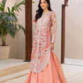 NF-6562 Peach  Shimmer Organza Stitched 3Pc
