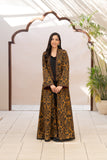 NF-6816 Brown Black Print Stitched Frock