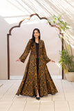 NF-6816 Brown Black Print Stitched Frock