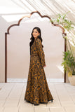 NF-6816 Brown Black Print Stitched Frock
