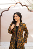 NF-6816 Brown Black Print Stitched Frock