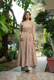 NF-6281 Beige jacquard Stitched Frock