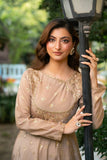NF-6281 Beige jacquard Stitched Frock