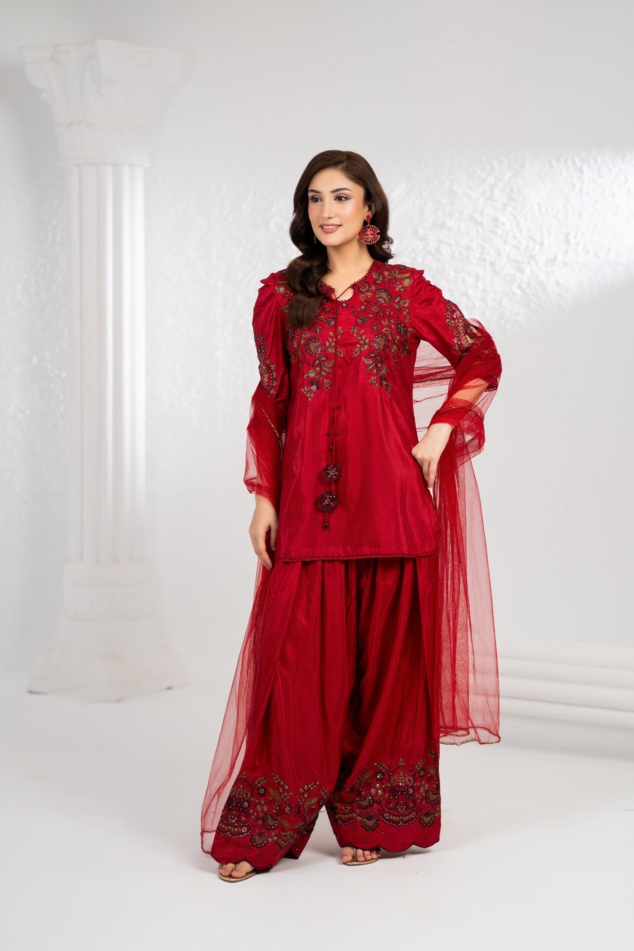 NF-6486 Maroon Silk Stitched 2PC