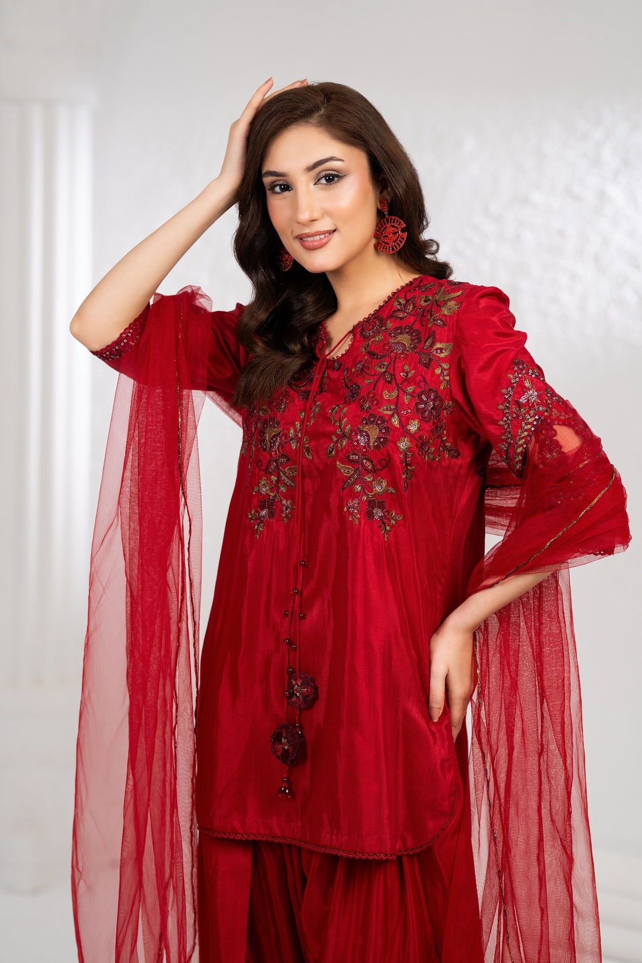 NF-6486 Maroon Silk Stitched 2PC