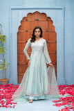 NF-6288 Ferozi Lama Tissue Stitched Frock