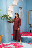 NF-6532 Burgundi Silk Stitched 2Pcs