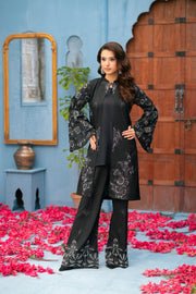 NF-6285 Black Silk Stitched 2pc Suit