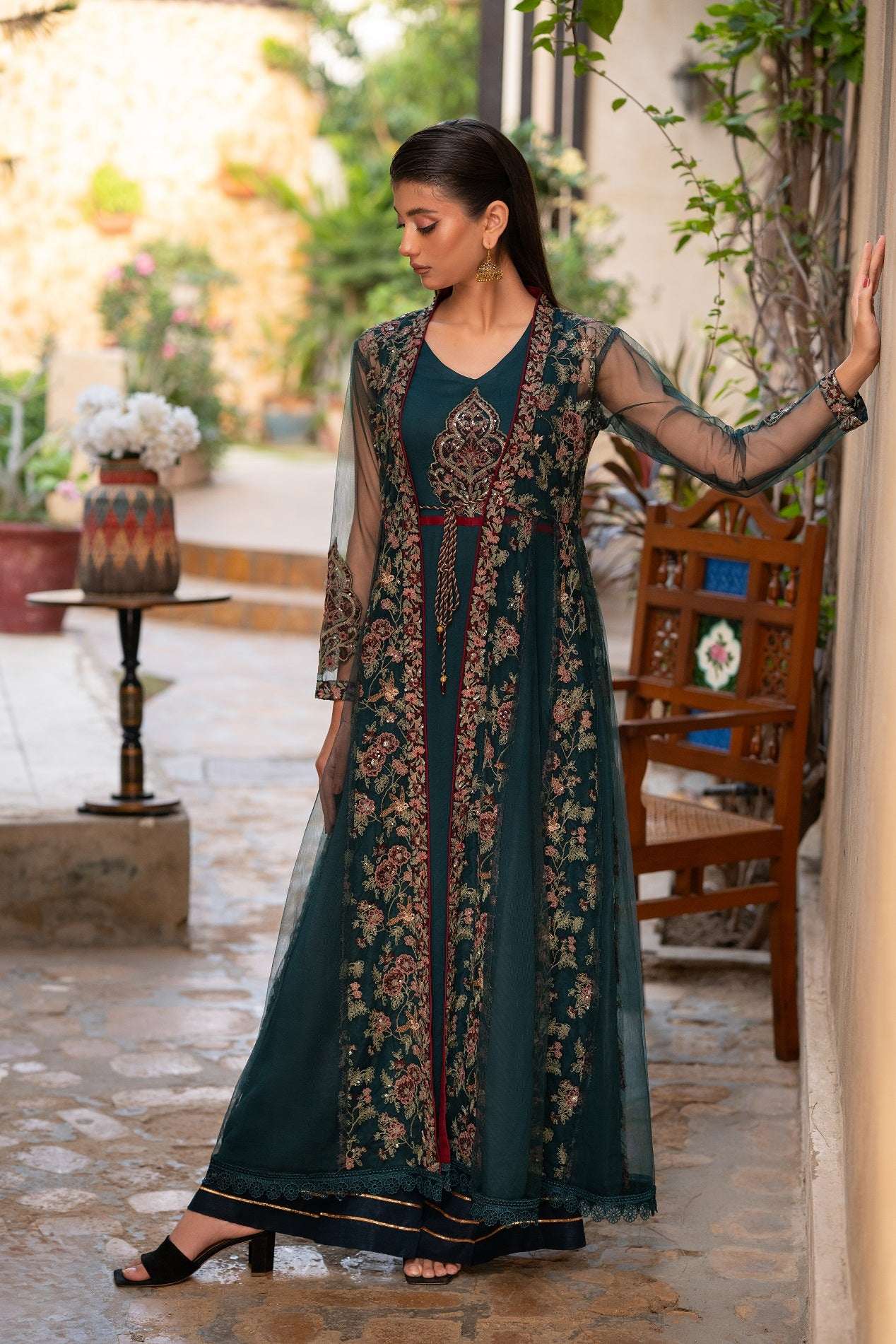 NF-6435 Green Net Coat with Inner