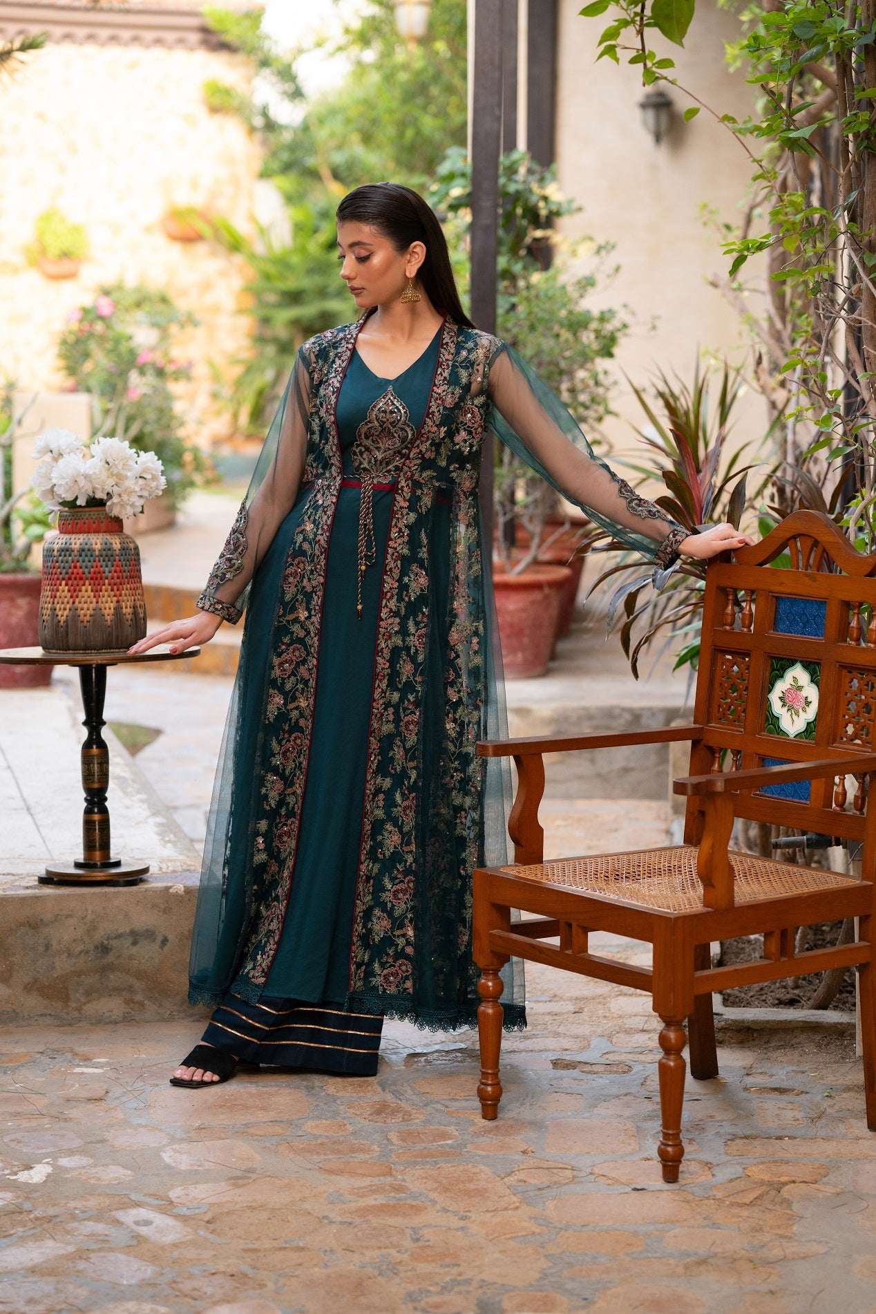 NF-6435 Green Net Coat with Inner