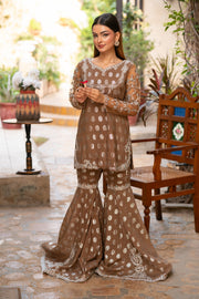 NF-5983 Beige Shirt & Gharara Suit
