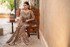 NF-5983 Beige Shirt & Gharara Suit