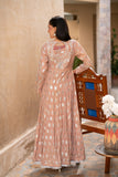NF-6365 Peach Jacquard Stitched Frock
