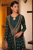 NF-6437 Bottle Green Jacquard Stitched Dress
