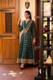 NF-6437 Bottle Green Jacquard Stitched Dress