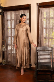 NF-6362 Beige Shamoos Slik Stitched 2pc suit