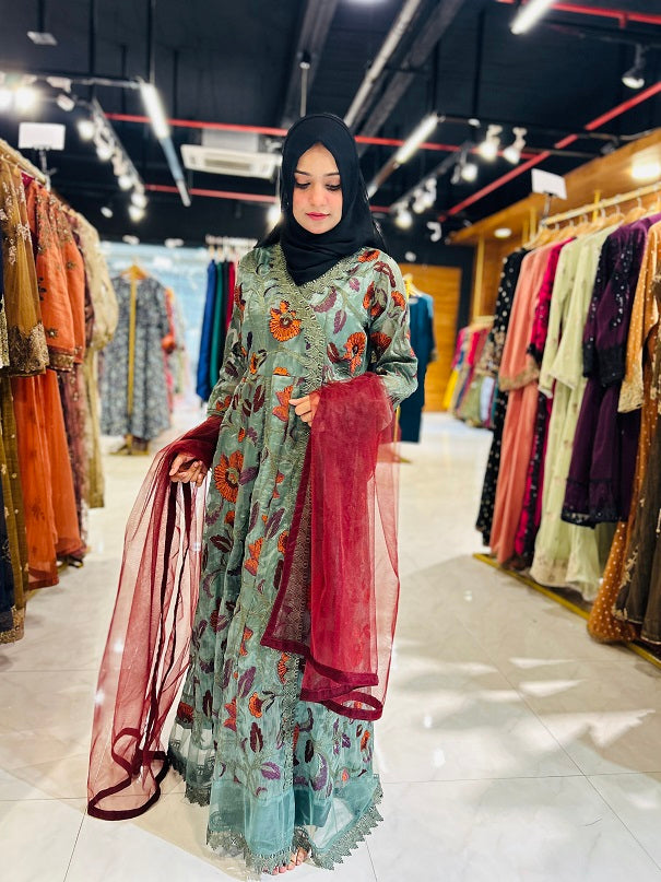 NF-5080 Ferozi Maisori Stitched Frock