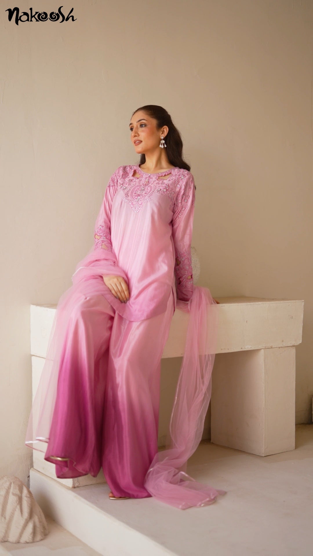 NF-6674 Pink shadded Silk 2pc suit