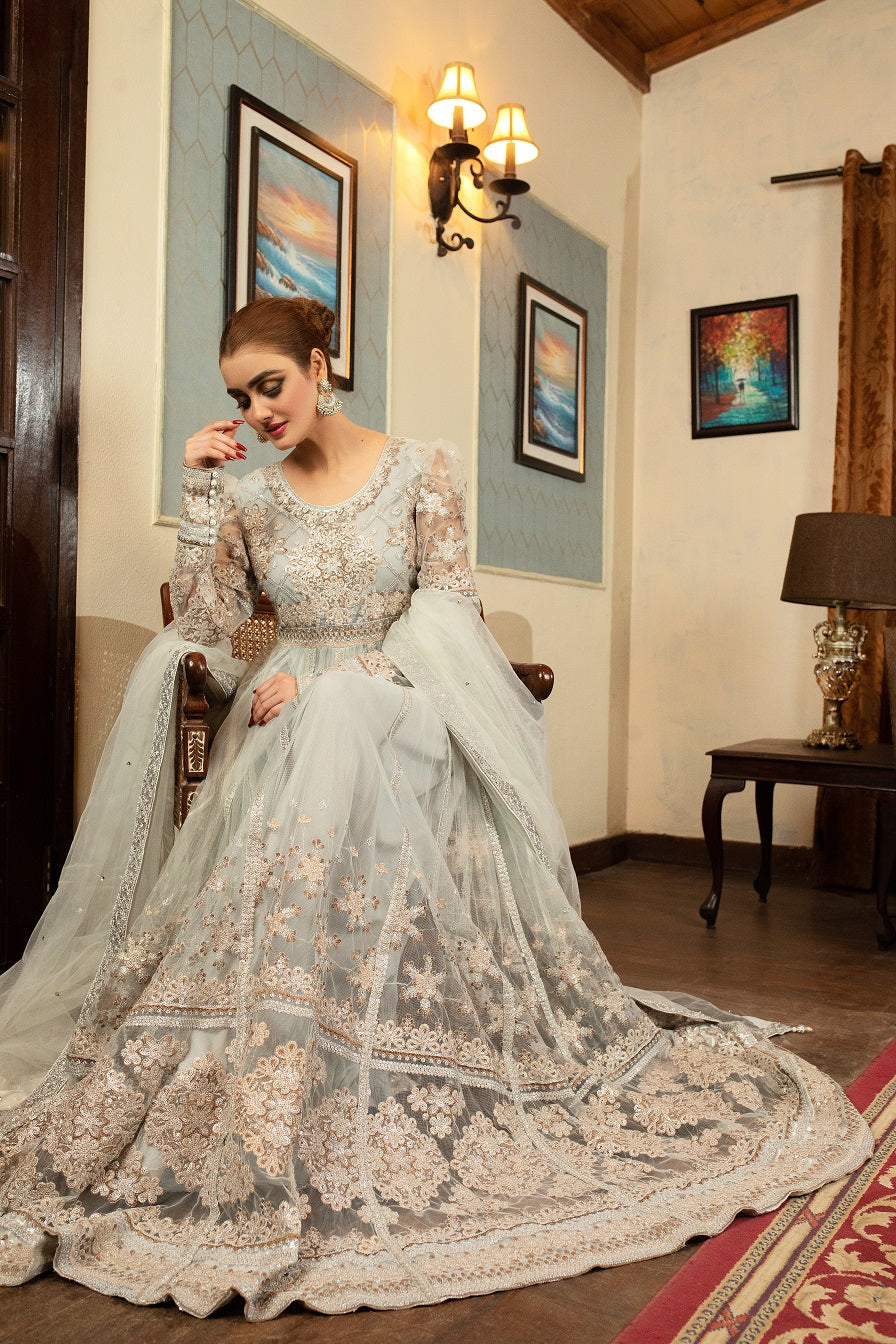 NB-001 Silver Long 3pc Stitched Dress Nakoosh Shop