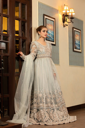 NB-001 Silver Long 3pc Stitched Dress Nakoosh Shop
