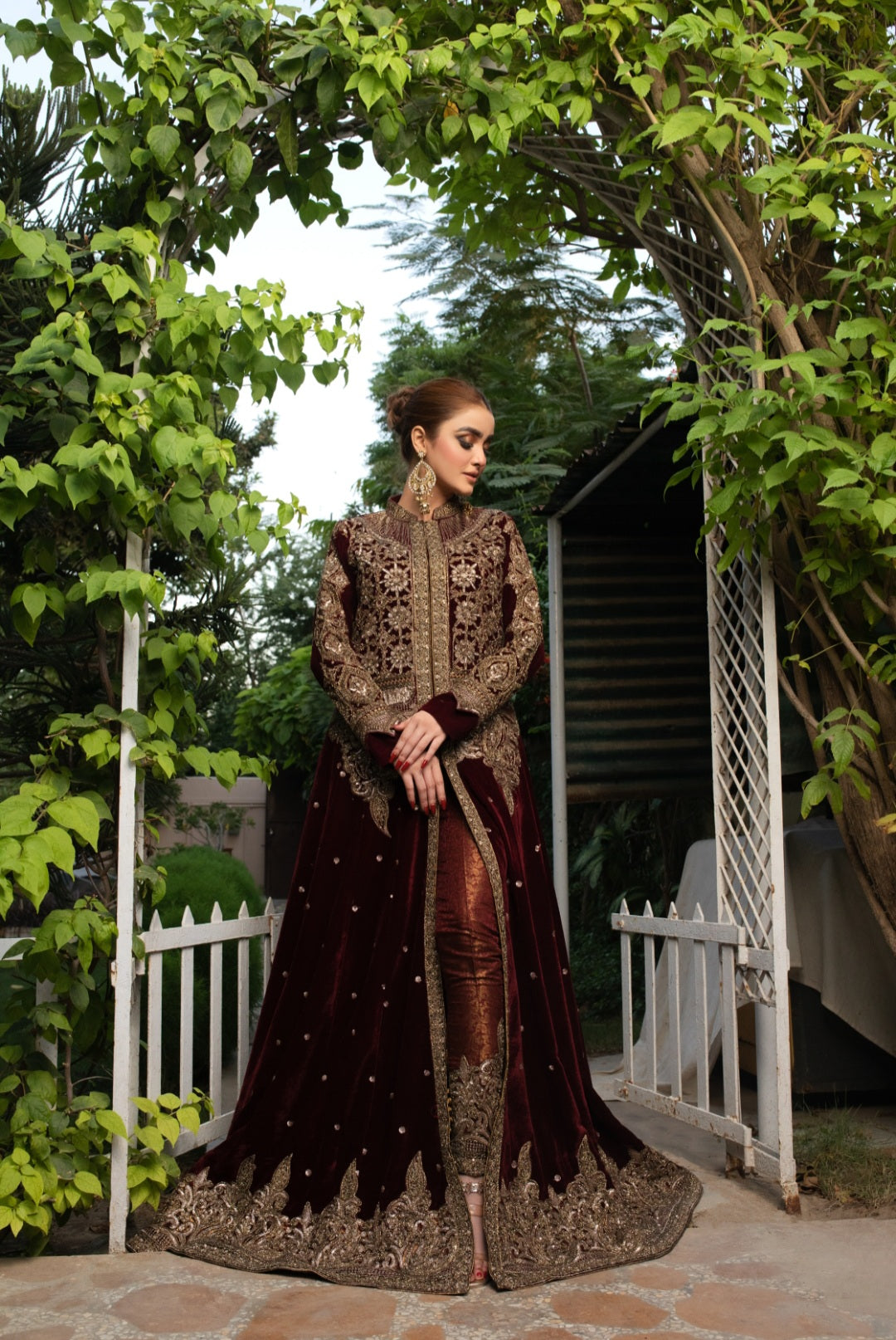 NB-005 Maroon Velvet Formal 3pc Outfit Nakoosh Shop