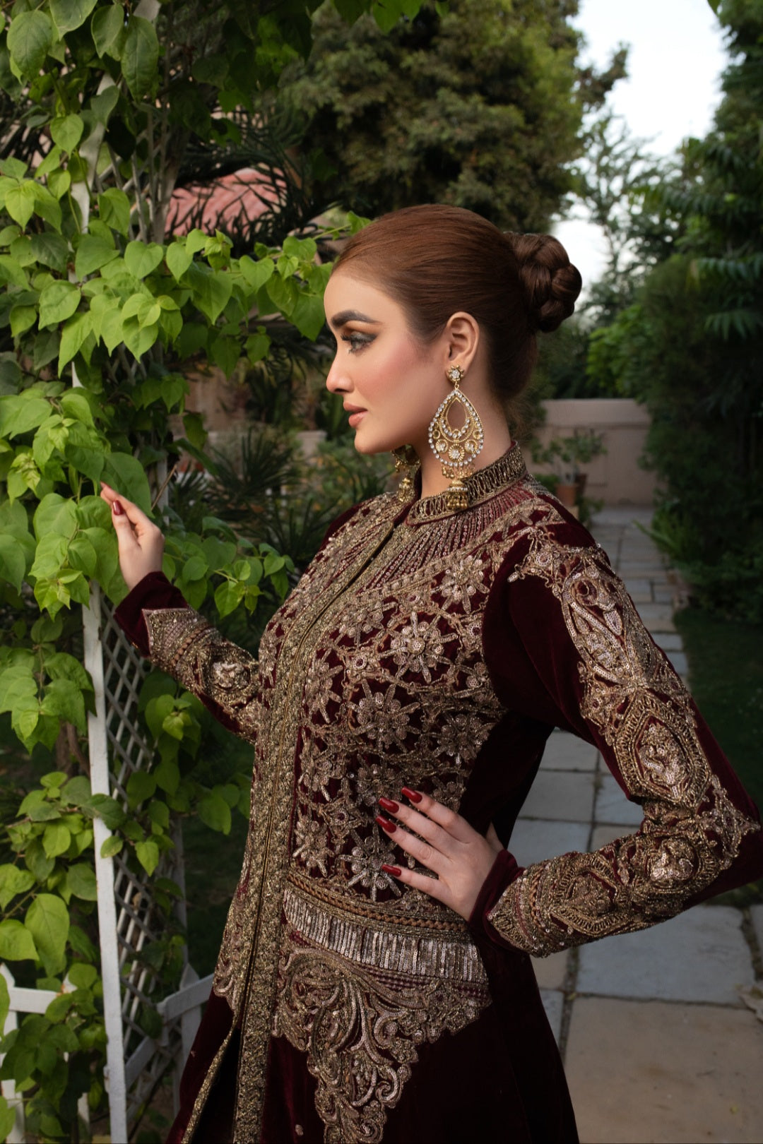 NB-005 Maroon Velvet Formal 3pc Outfit Nakoosh Shop
