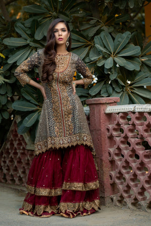 NB-2794 Blue Short & Long Dress Stitched 3Pc Suit Nakoosh Shop