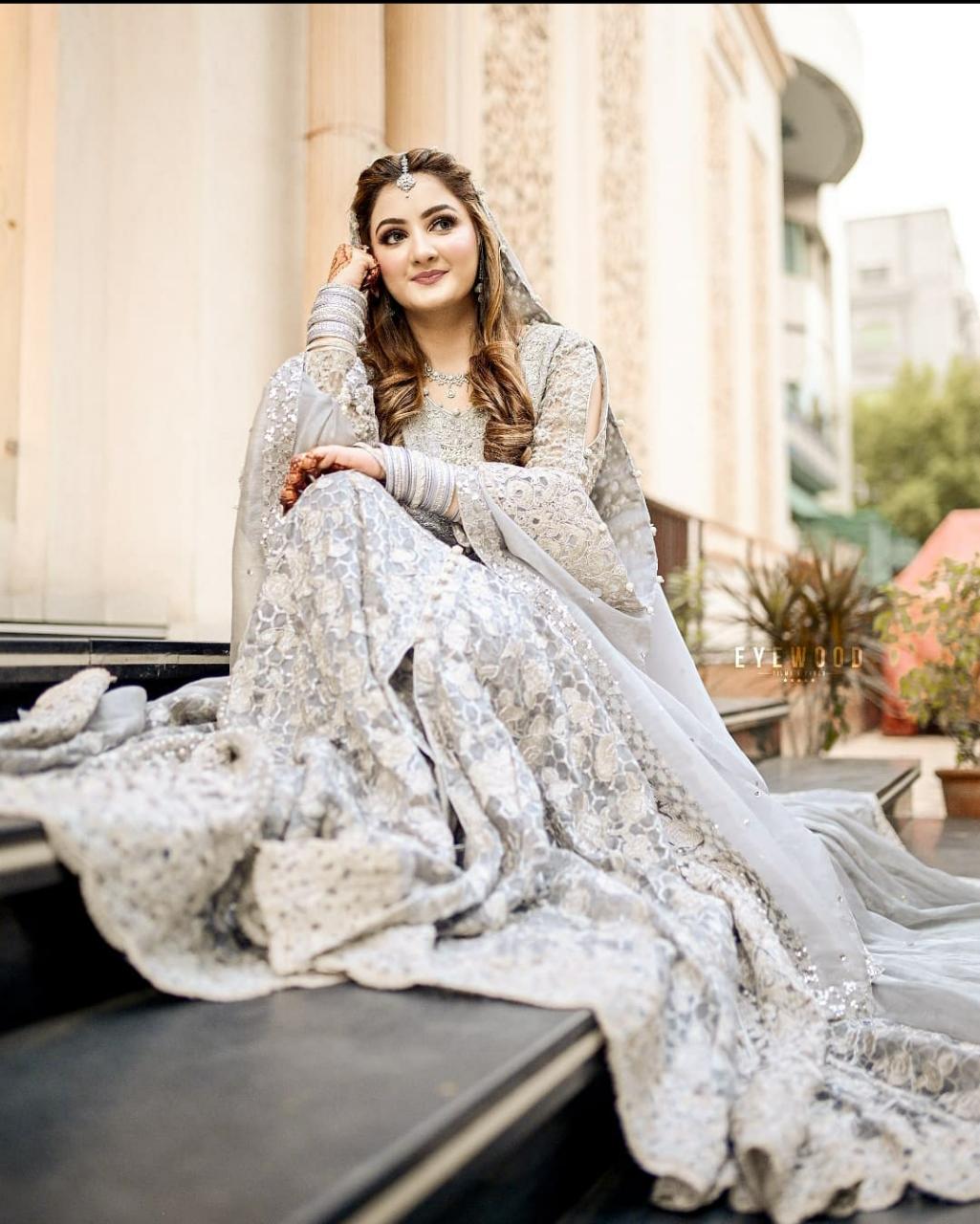 NB-2977 Silver Maxi 3Pc With Heavy Dupatta Nakoosh Shop