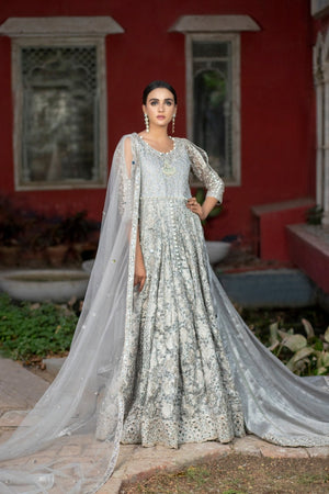 NB-2977 Silver Maxi 3Pc With Heavy Dupatta Nakoosh Shop