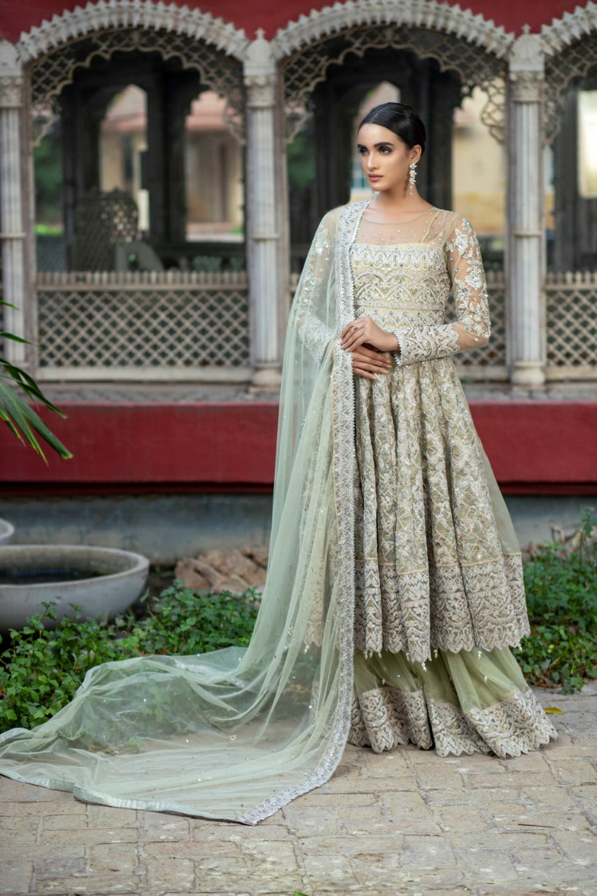 NB-2983 Mint Anarkali 3Pc With Heavy Dupatta Nakoosh Shop