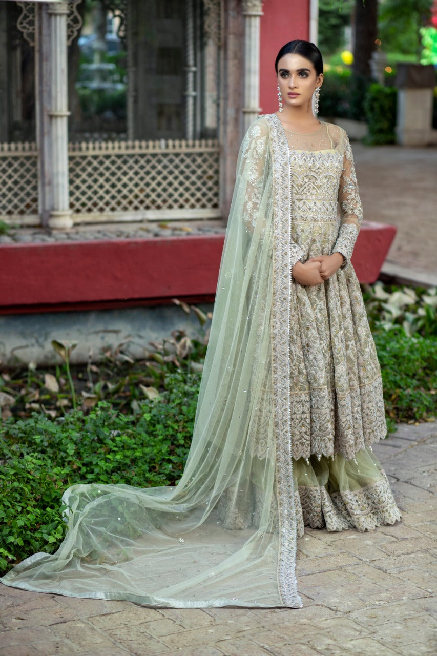 NB-2983 Mint Anarkali 3Pc With Heavy Dupatta Nakoosh Shop