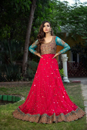 NB-3365 Shoking Pink Long Stitched 3Pc Suit Nakoosh Shop
