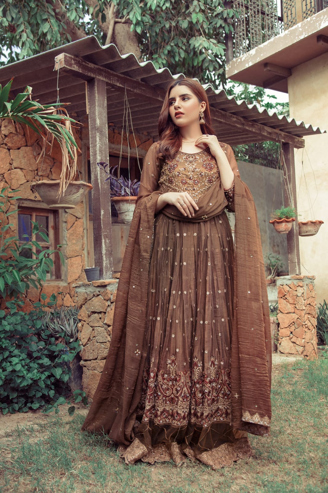 NB-3780 Antique Long 3Pc With Heavy Dupatta Nakoosh Shop
