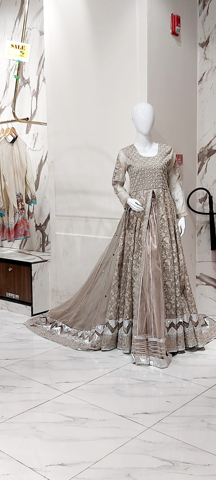 NB-4079 Beige Bridal Stitched 3Pc with
Heavy Dupatta Nakoosh Shop